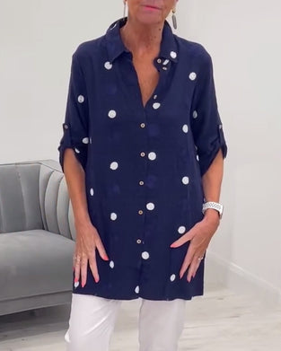 Chemise décontractée à revers imprimé à pois