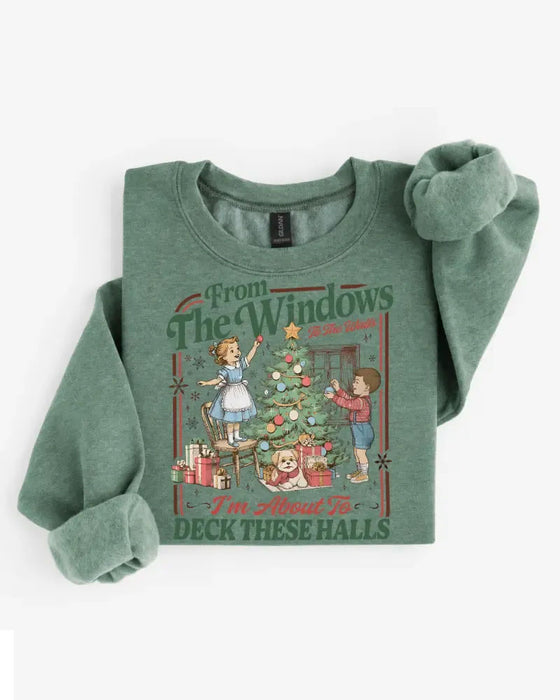 Sweatshirt Imprimé Arbre De Noël Col Rond