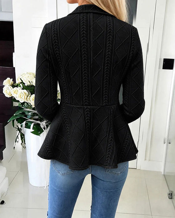 Veste Bouton Décontractée Unie