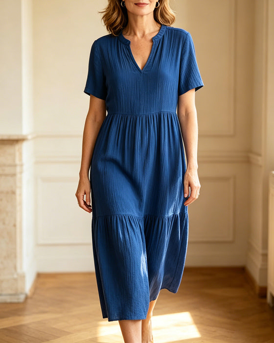Robe Décontractée Uni Manches Courtes