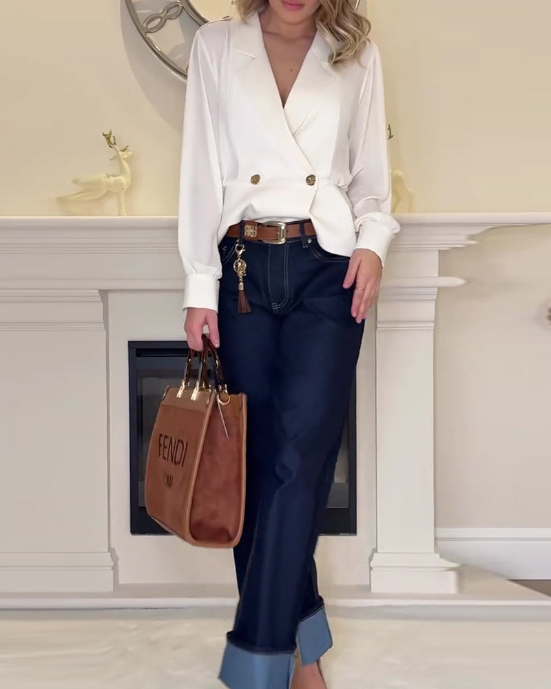 Haut Unie Élégant Col Costume