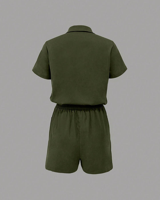 Combinaison Poche Bouton Taille Élastique