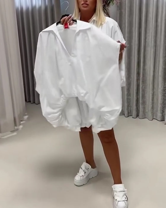 Blouse Col Coupe Loose Manche Chauve-Souris