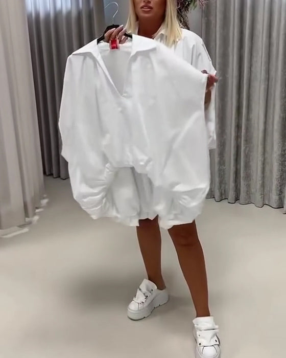Blouse Col Coupe Loose Manche Chauve-Souris