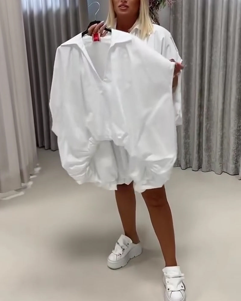Blouse Col Coupe Loose Manche Chauve-Souris