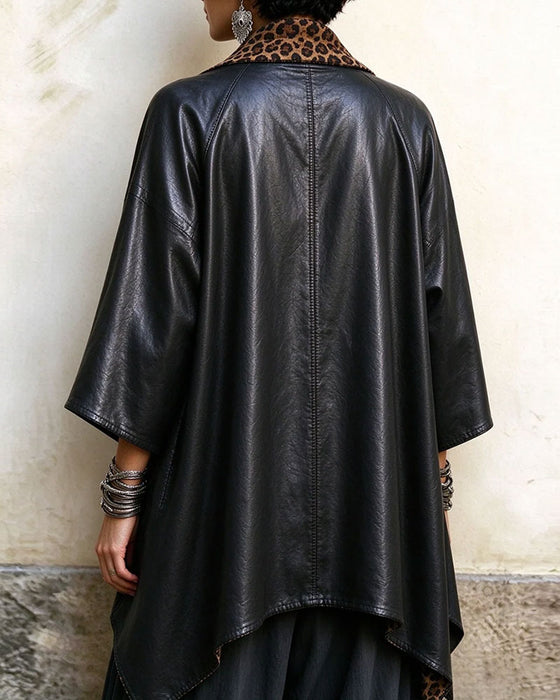 Manteau Manches Trois-Quarts Imprimé Léopard Irrégulier