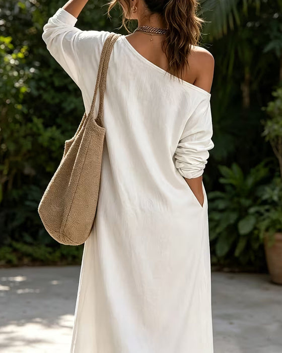 Robe Décontractée Une Épaule Avec Fente