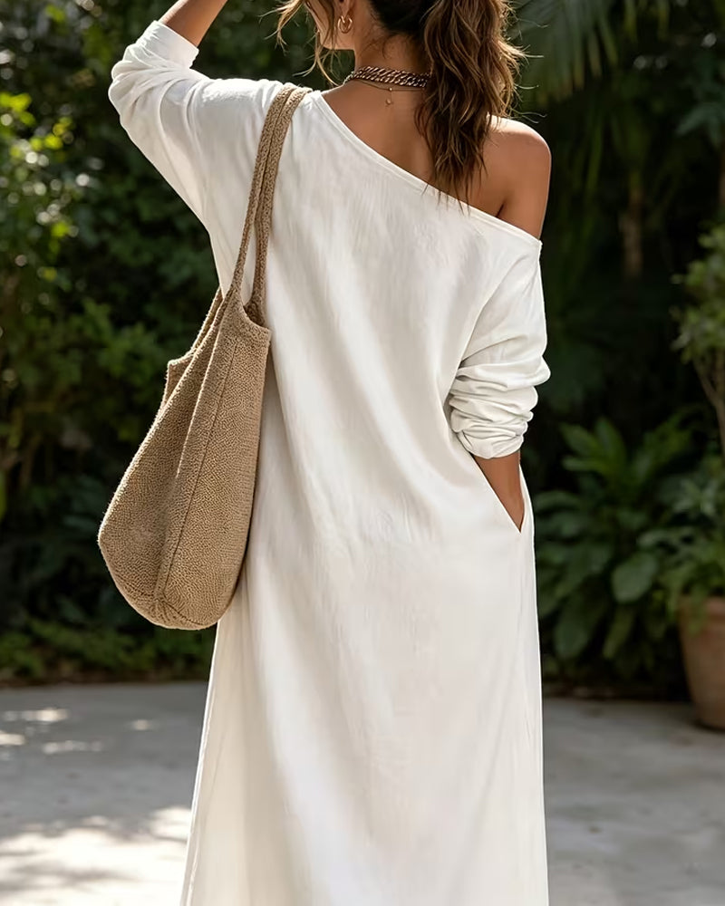 Robe Décontractée Une Épaule Avec Fente