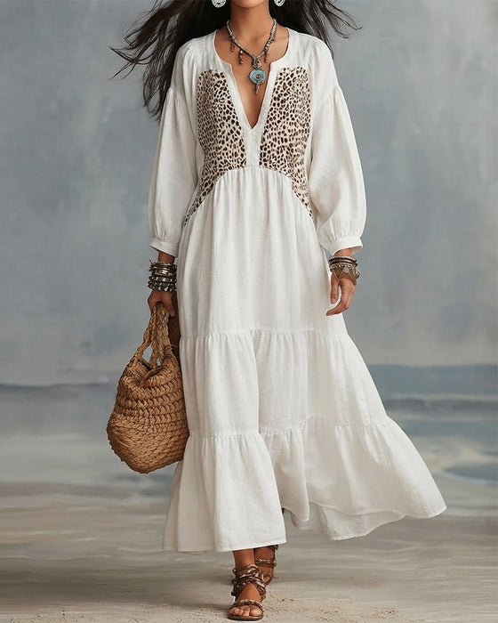 Blouse À Imprimé Léopard Manches Longues
