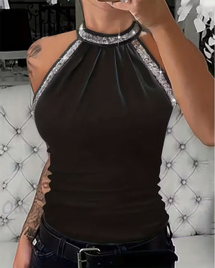 Haut Élégant Sequins Tricoté Bustier