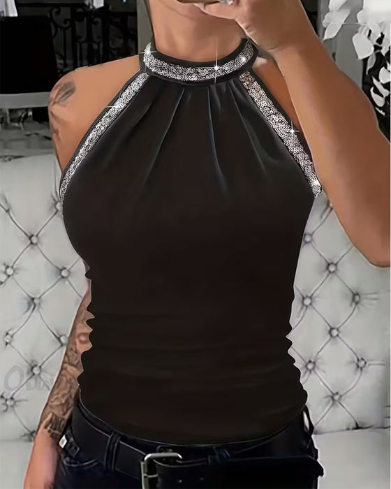 Haut Élégant Sequins Tricoté Bustier