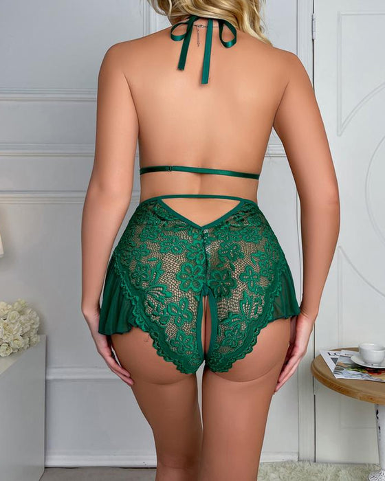 UN107861Bodysuit Dentelle Fleuri Teddy Shapewear Col V