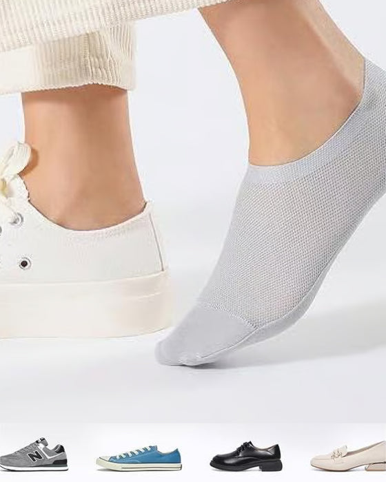 Socquettes Fines Invisibles En Coton Peigné, Antidérapantes