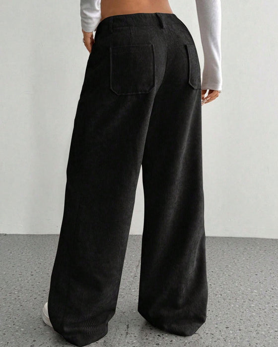 Pantalon Devant Dos Poche Unie Jambe Droite Long