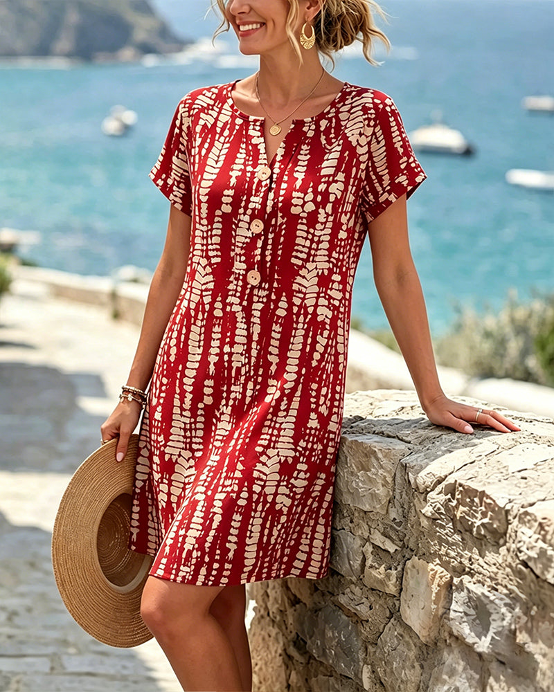 Robe Contraste De Couleur Manches Courtes Ourlet A