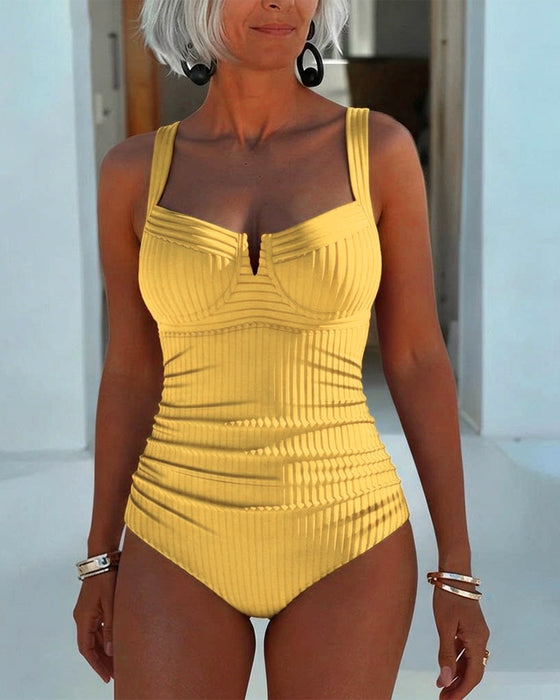 Une Pièce Bretelles Spaghetti Carré Encolure