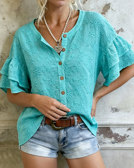 Blouse Double Couche Volant Manche