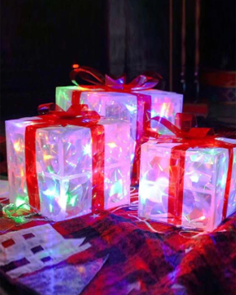 Décorations De Noël Sous Forme De Boîtes Cadeaux Lumineuses