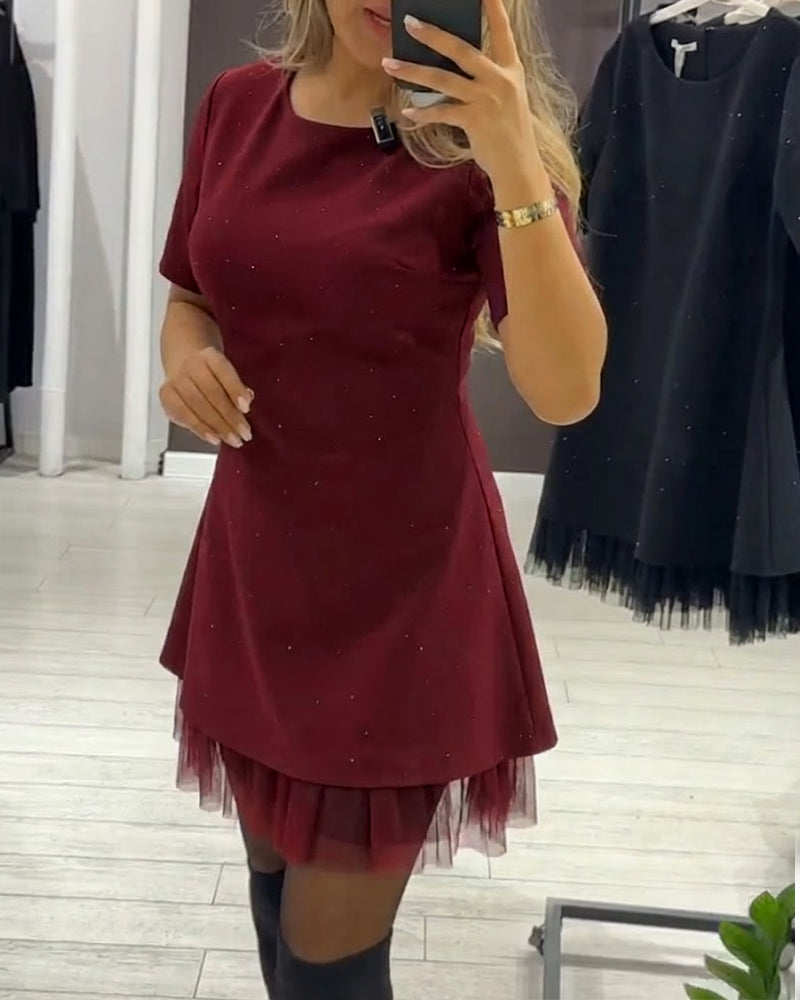 Robe élégante en patchwork de maille scintillante