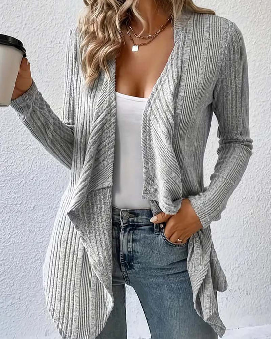 Cardigan Décontracté Unie Irrégulier