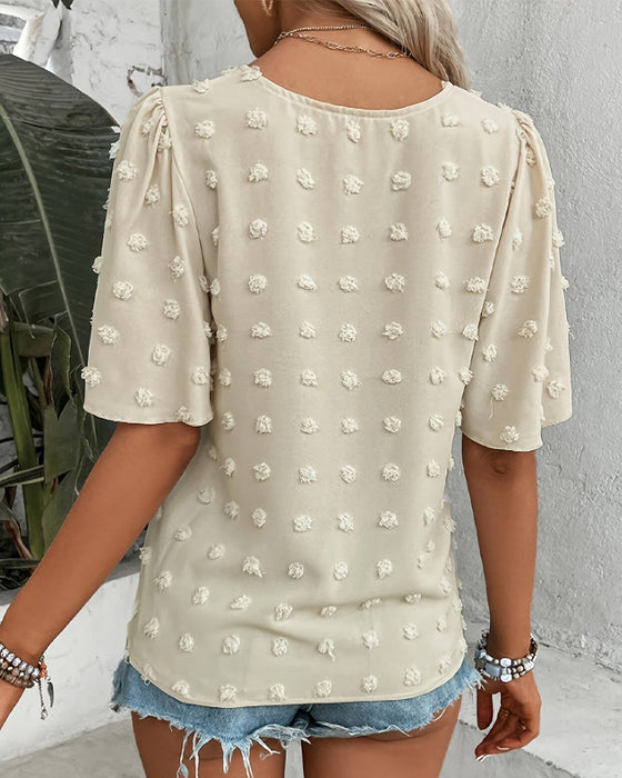 Blouse Jacquard Assemblée Manche Volant