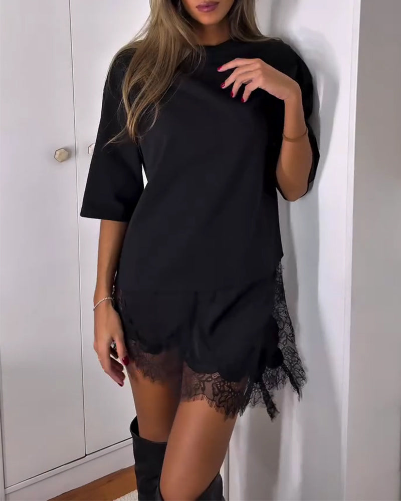 Robe Décontractée Manches Courtes Patchwork