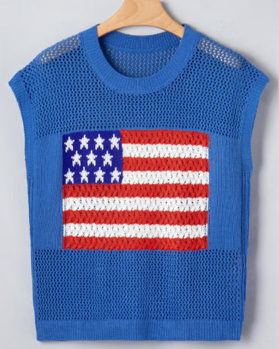 Pullover Motif Drapeau Col Rond