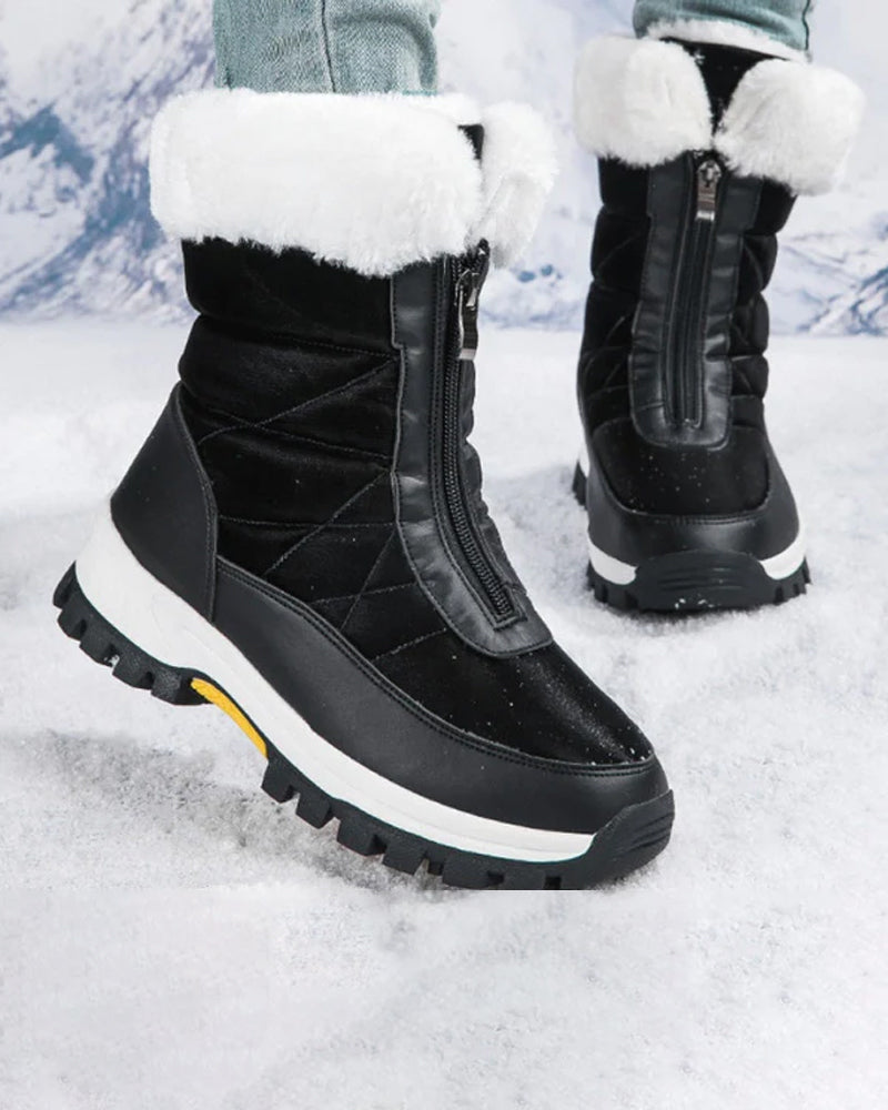 Bottes De Neige Chaudes Antidérapantes À Fermeture Éclair Pour Femmes