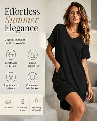 Robe Confort Décontracté Col V Uni