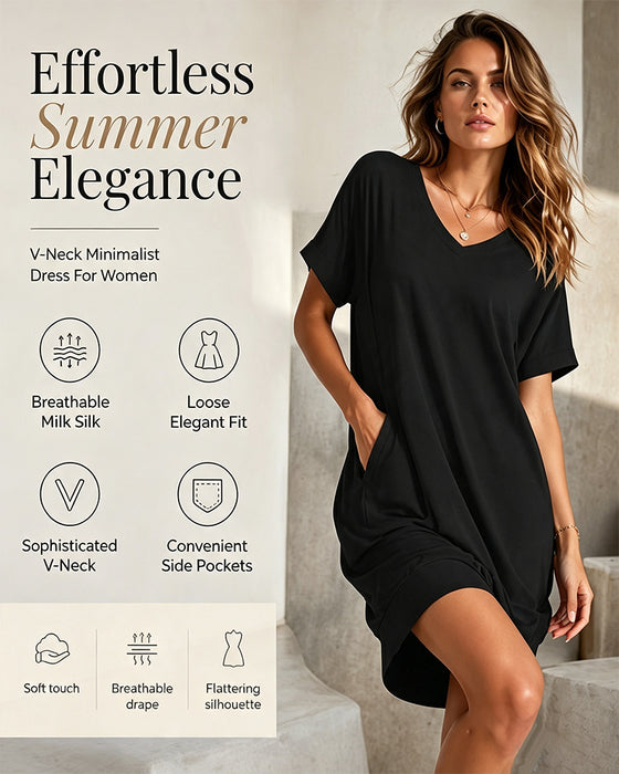 Robe Confort Décontracté Col V Uni