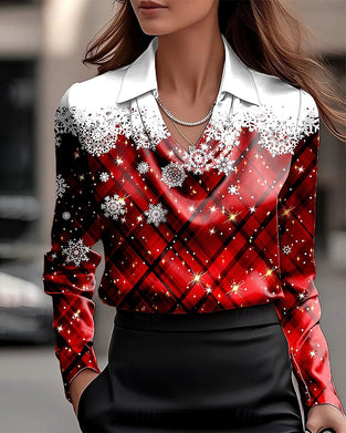 Blouse à imprimé flocons de neige tendance