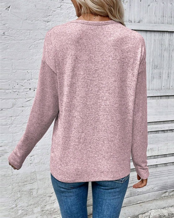 Haut Manches Longues Col Ronde Imprimé Cœur Amour