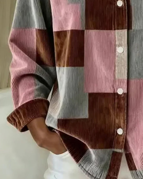 Chemise En Velours Côtelé À Revers Tendance