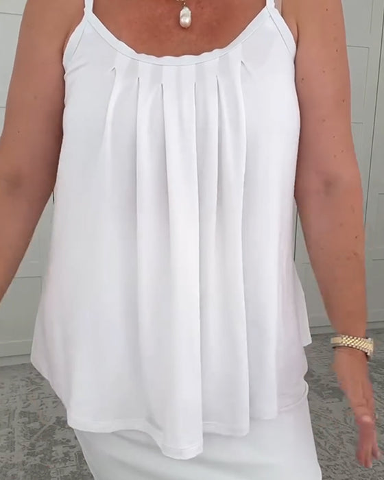 Gilet Bretelles Plissé Fond