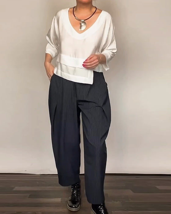 Pantalons Casuals Avec Des Rayures Rétro