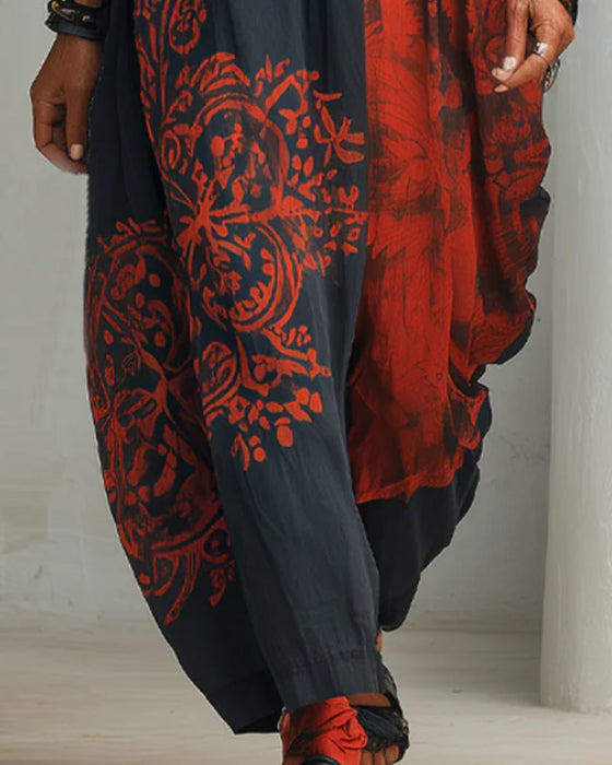 Robe Revers Imprimé Lâche Chemise