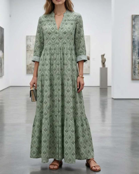 Robe Vintage Col En V Fleurie