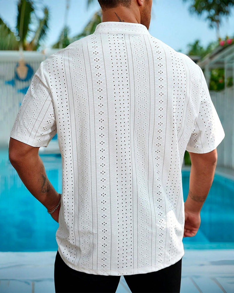 Chemise Ajourée Col Montant Homme