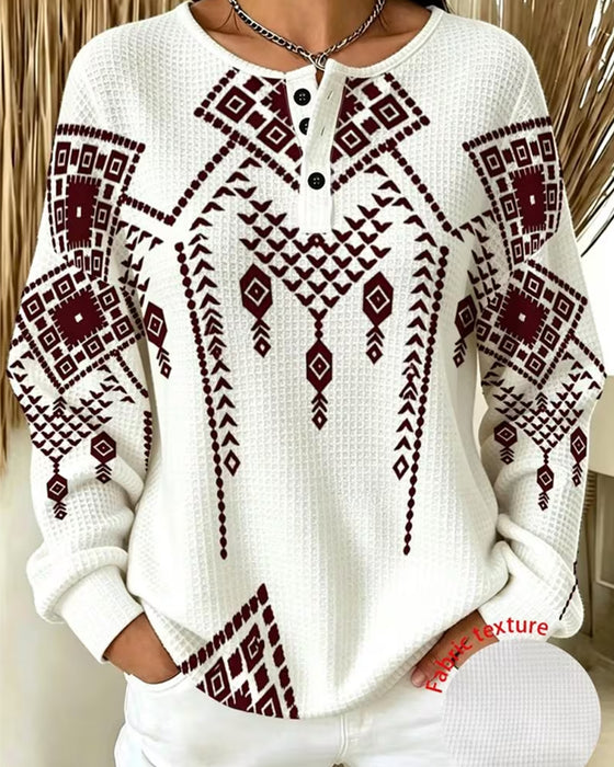 Sweatshirt Bohème Imprimé Décontracté