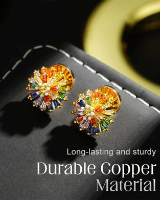 Boucles D'oreilles Clous Feu D'artifice Coloré 💎 Design Zircone & Élégant Minimaliste