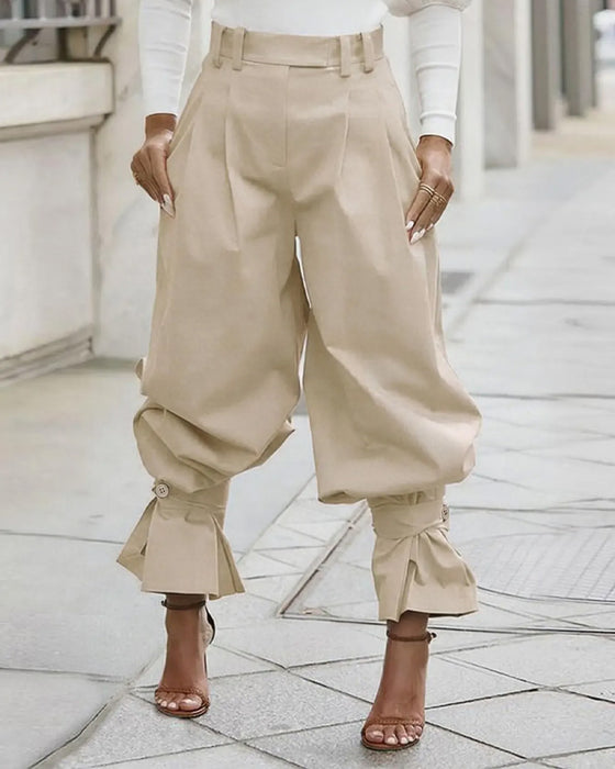 Pantalon Design Poignet Plissé Décontracté