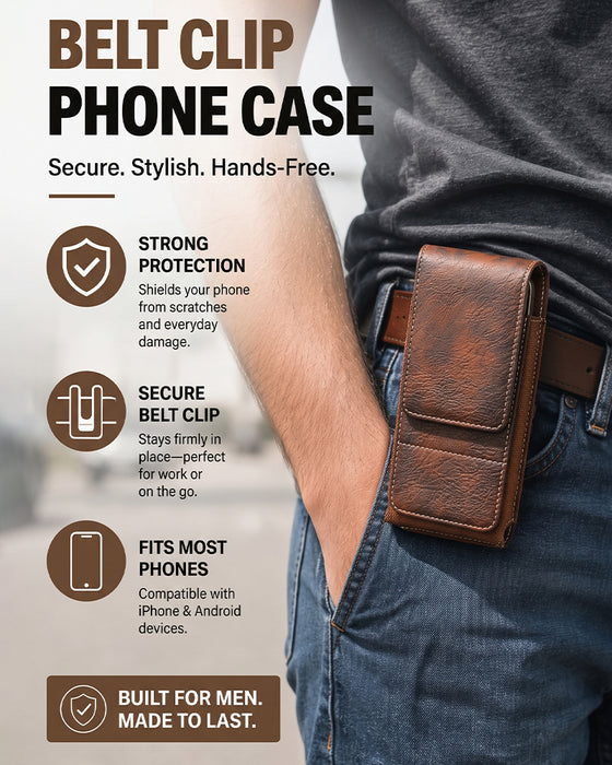 🔥 Étui De Ceinture Pour Téléphone 📱 Holster En Cuir Multi-Poches Avec Porte-Cartes