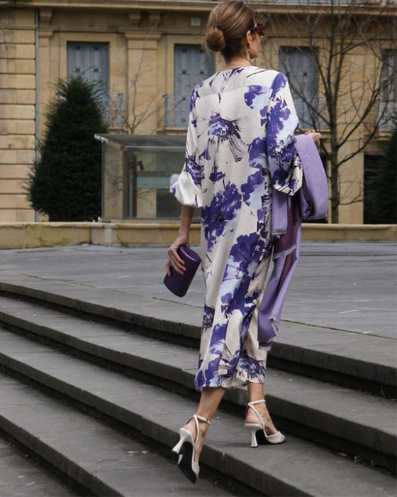 Robe élégante imprimée col V