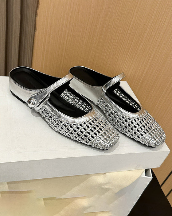 Chaussures Bout Carré Tissé Évidé