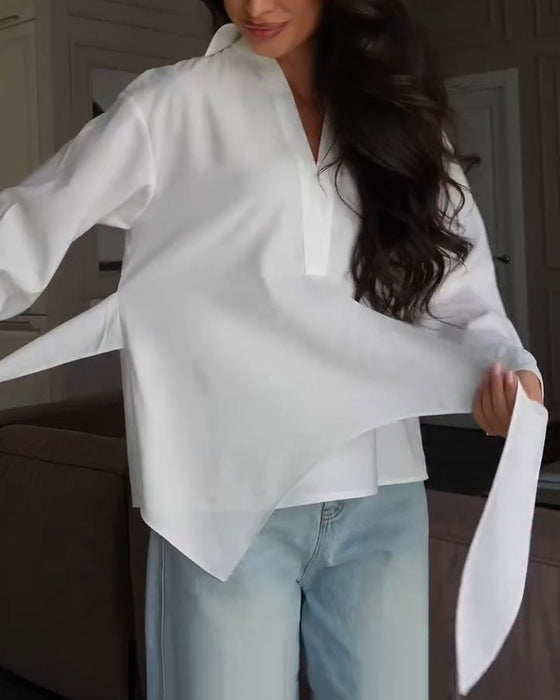 Blouse Unie Avec Ceinture