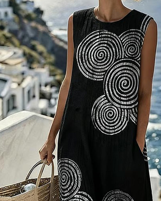 Robe Sans Manches Cercle Imprimé