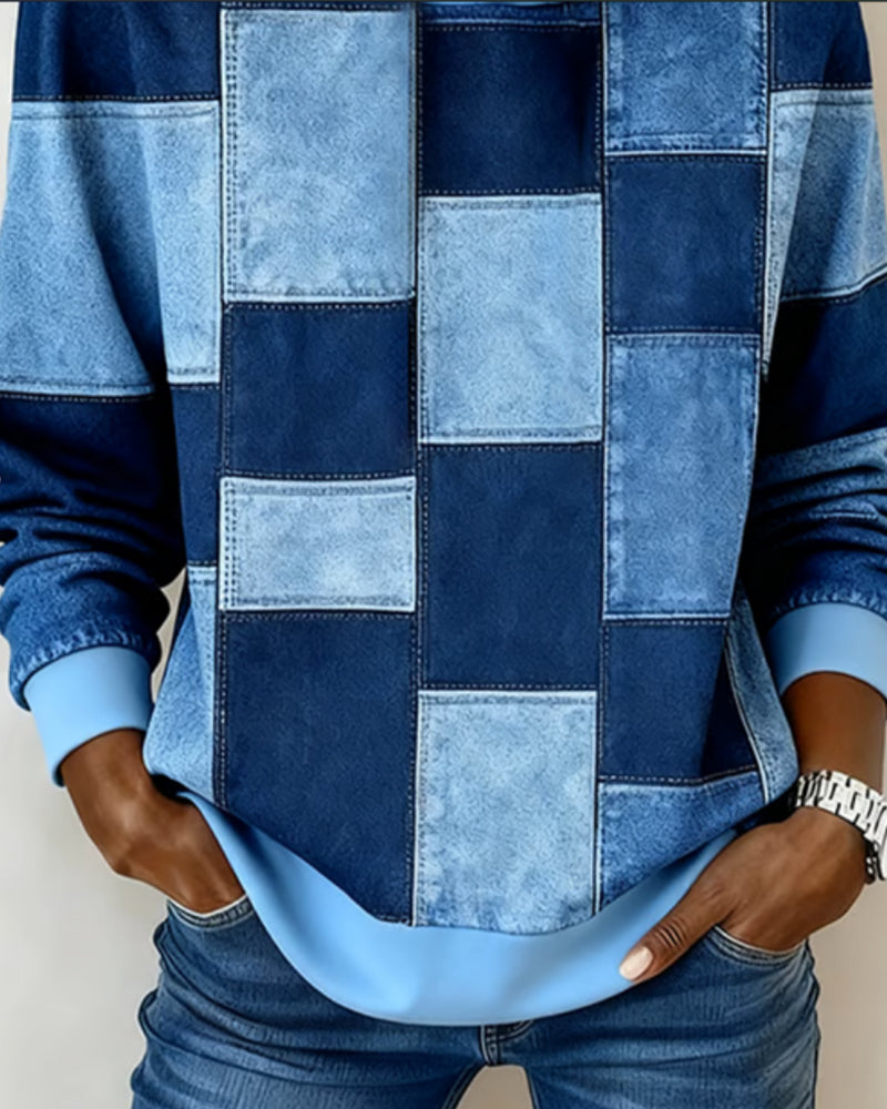 Sweat À Capuche Stylé À Carreaux Et À Manches Longues