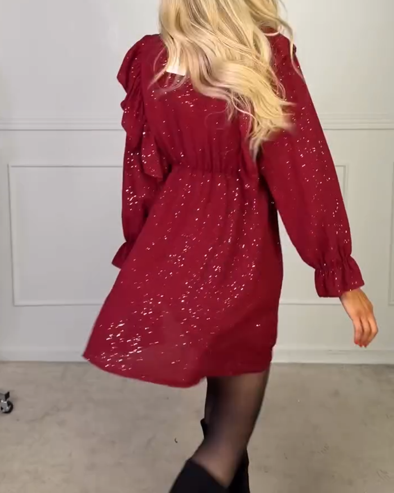 Robe Élégante À Col En V Et Couleur Unie