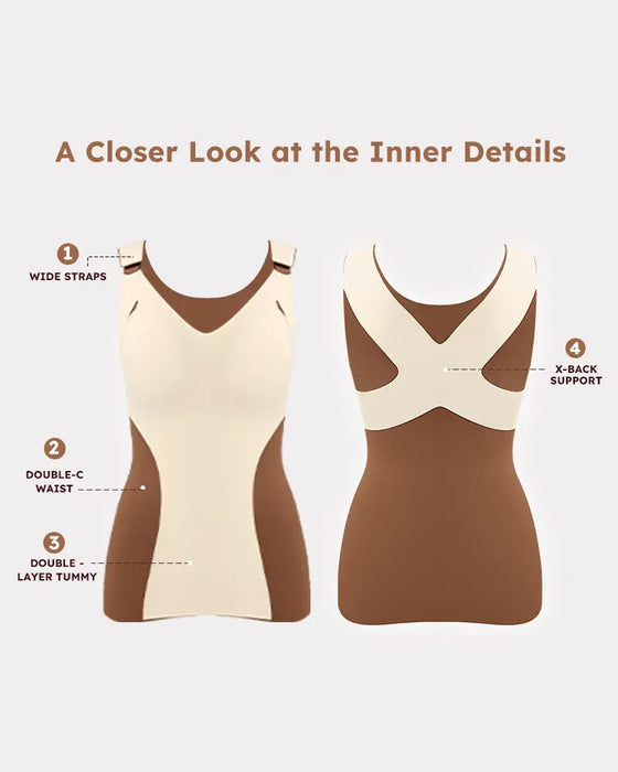 Débardeur Femme 3-En-1 Léger Ajusté Doux Thermique Shapewear Soutien-Gorge Intégré
