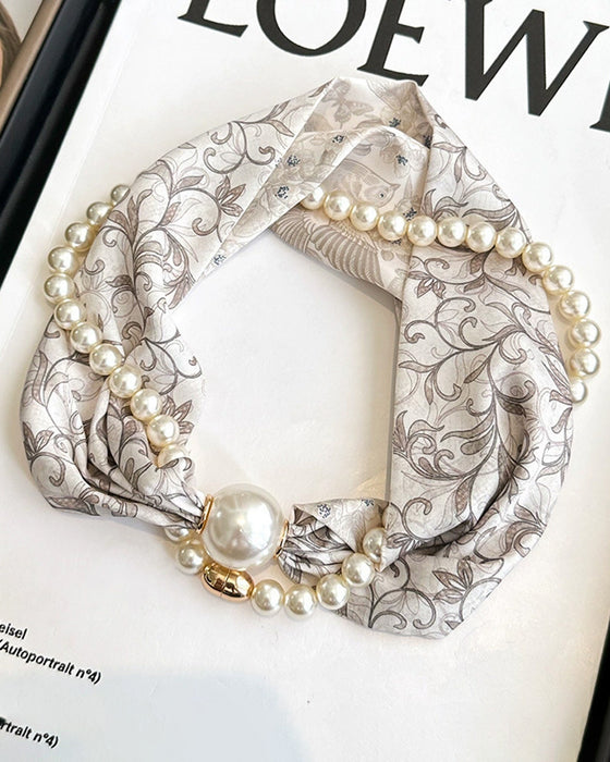 Collier Long Orné De Perles Soie
